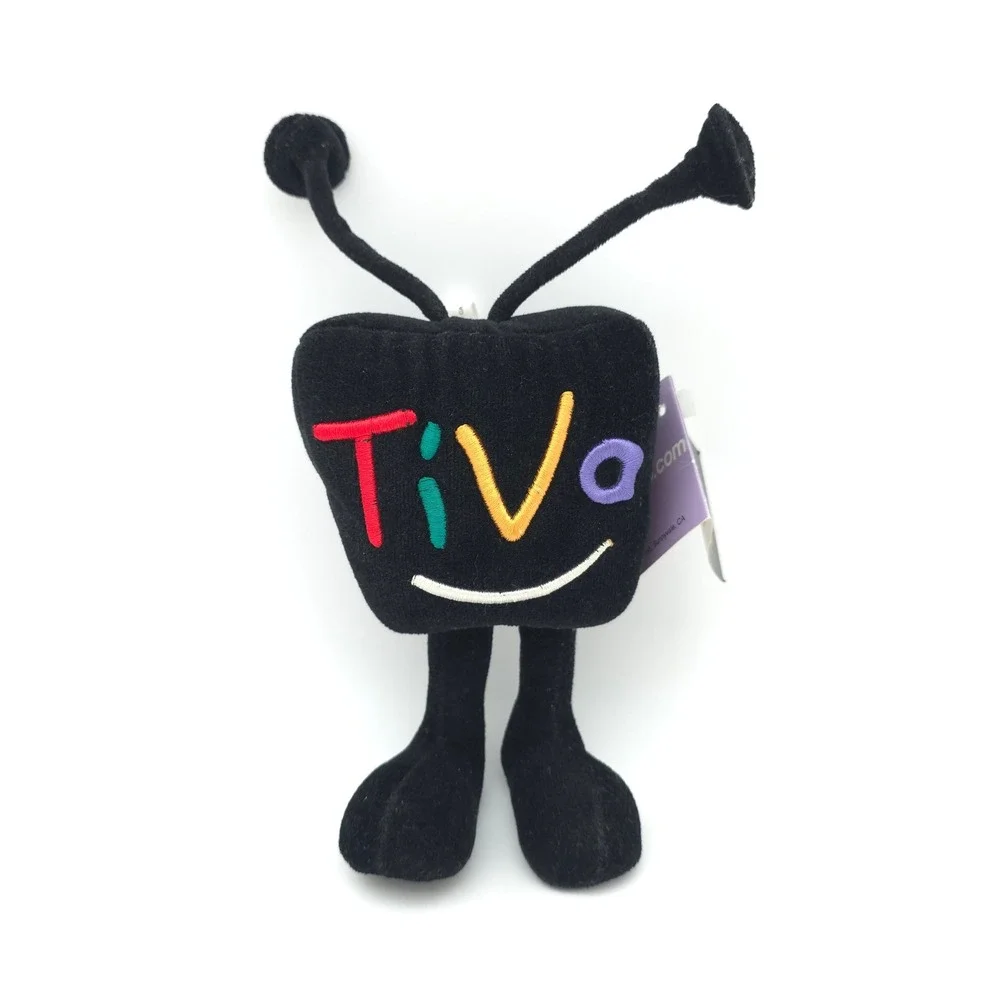 TiVo Mascot Plush Toy Small Black NWT Vintage Tech Advertising Logo Collectible